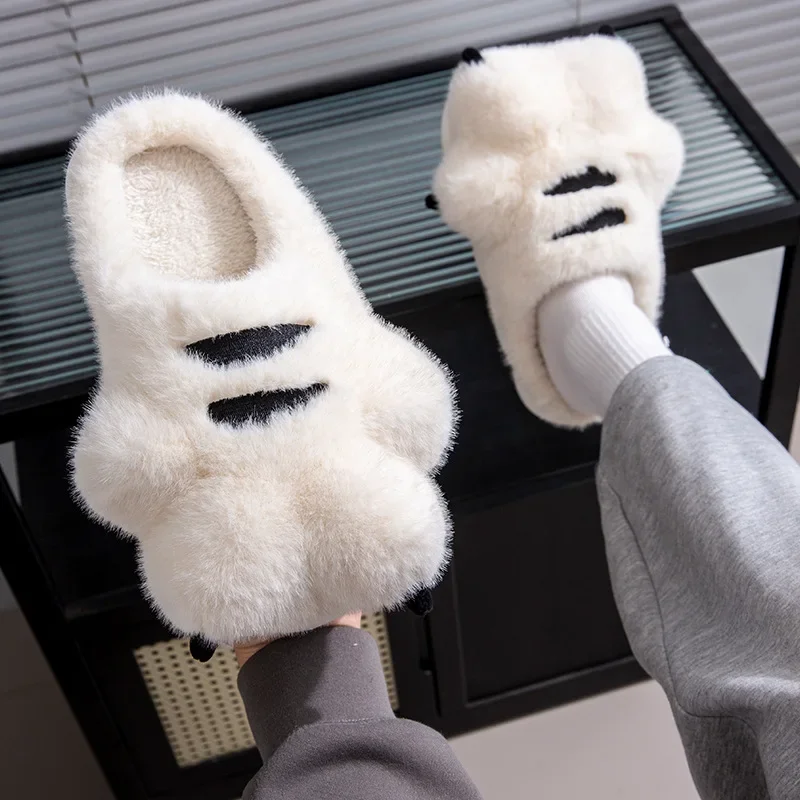 Unisexe Hiver Intérieur Chaud Maison Pantoufles Couples Chambre Dessin Animé Chat Antidérapant