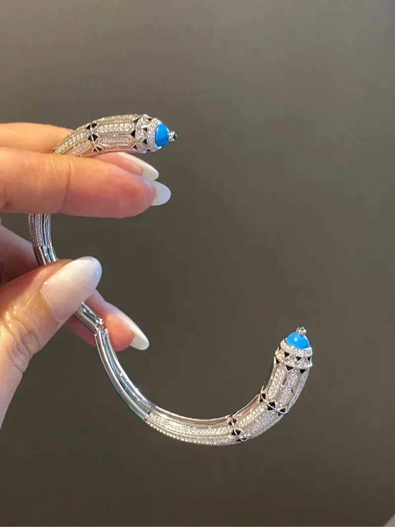 KQDANCE Hand Make 925 Sterling Silver Black Blue Turquoise