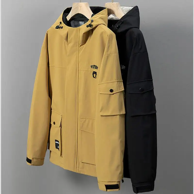 8XL Men Jacket Hooded Big Pocket Windbreaker Trench Coats Oversize 6XL 7XL Plus Size Waterproof Camping Loose Thin Softshell 3