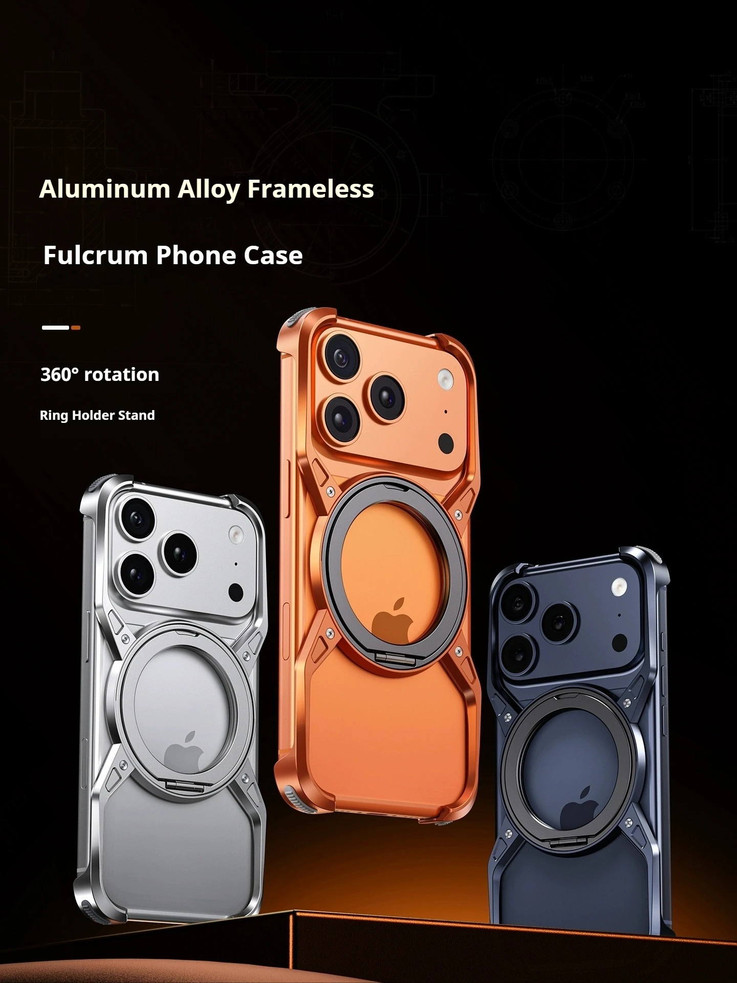 Metal Alloy Punk Frame Phone Case with 360° Rotating Bracket and Magsafe Ring Stand