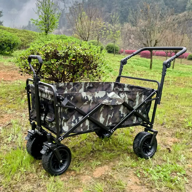 Modern Szabadidő Szabadtéri Kerti Kosár Többcélú Állomás Kemping Kocsi Kis Húzó Bevásárló Horgászó Kerekekkel - Image 2