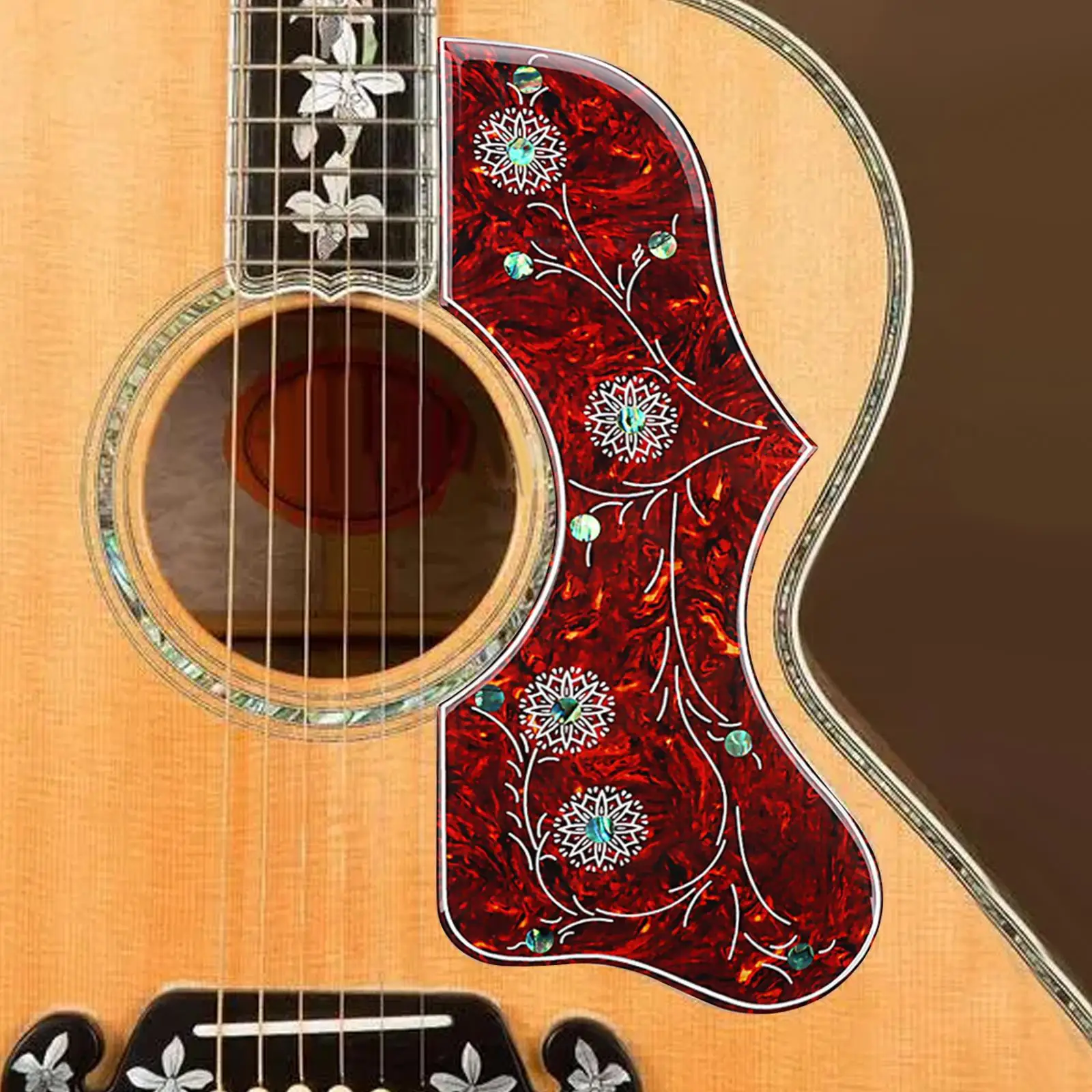 Acoustic Guitar Pickguard Universal Replacement Luthier Floral Shaped Pick Guards Self Sticky Backing for Acoustic Guitar