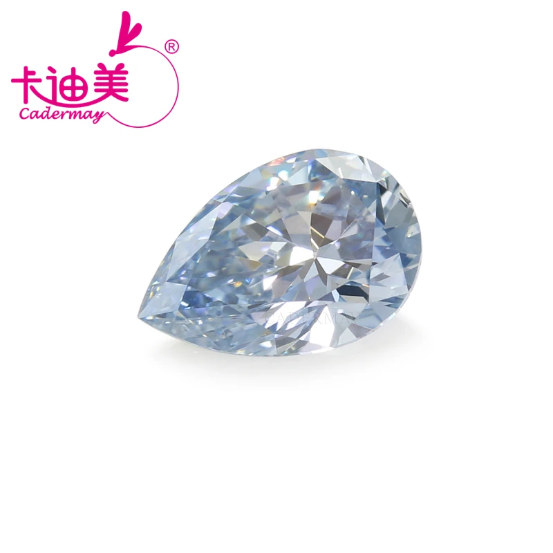 

CADERMAY Pear Cut Fancy Light Blue Color VVS1 Clarity HPHT Lab Grown Diamond 0.470 CT Loose Stone Gemstone For Jewelry Making