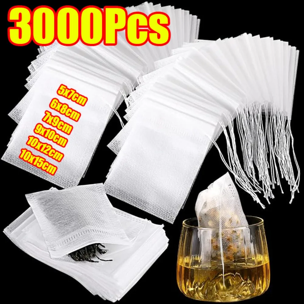 200-3000Pcs Disposable Non-woven Fabric Drawstring Filter Bags For Herb Loose Tea Brew Coffee_voghion.com