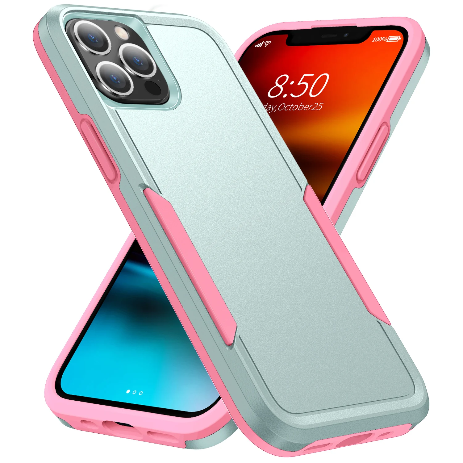 Armor Shockproof Phone Case with Heavy Duty TPU Bumper and Hard Plastic Back Cover