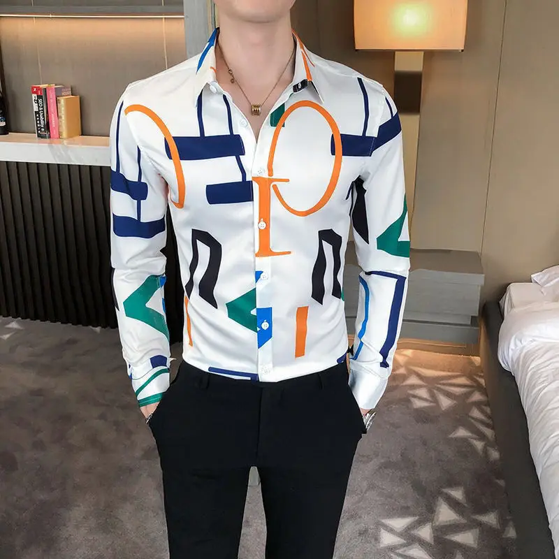KPOP Fashion Style Harajuku Slim Fit Tops Loose All Match Casual Shirt Pointed Collar Button Korean Style Long Sleeve Man Blusa