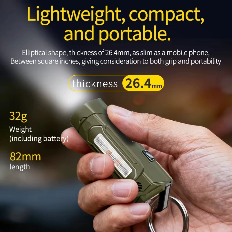 자석 클립 알람 및 5가지 모드가 있는 전술 작업 유지보수 라이트 USB 충전식 포켓 라이트 야생 캠핑 비상용