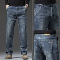 Men's Jeans 2024 New Simple and Versatile Diagonal Pocket Design Loose Straight Business Men's Clothing Business Trousers 1