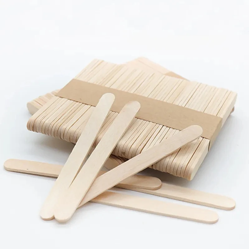 50pcs Ice Cream Popsicle Sticks Natural Wooden Sticks Ice Cream Spoon Hand Crafts Art Lolly Cake Tools ice cream sticks disposal lollipop sticks