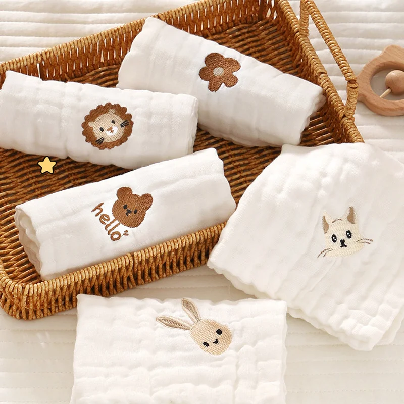 Baby Saliva Towels Cartoon Print Muslin Cloth Hand Face Wipes Newborn Bib Kids Handkerchief Toddler Soft Washcloth Burp Cloth baby towel,muslin towel,muslin burp cloth,muslin feeding towel