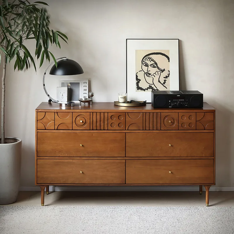 

Solid Wood Carving 6 Drawers Storage Cabinets Multiple Organizer