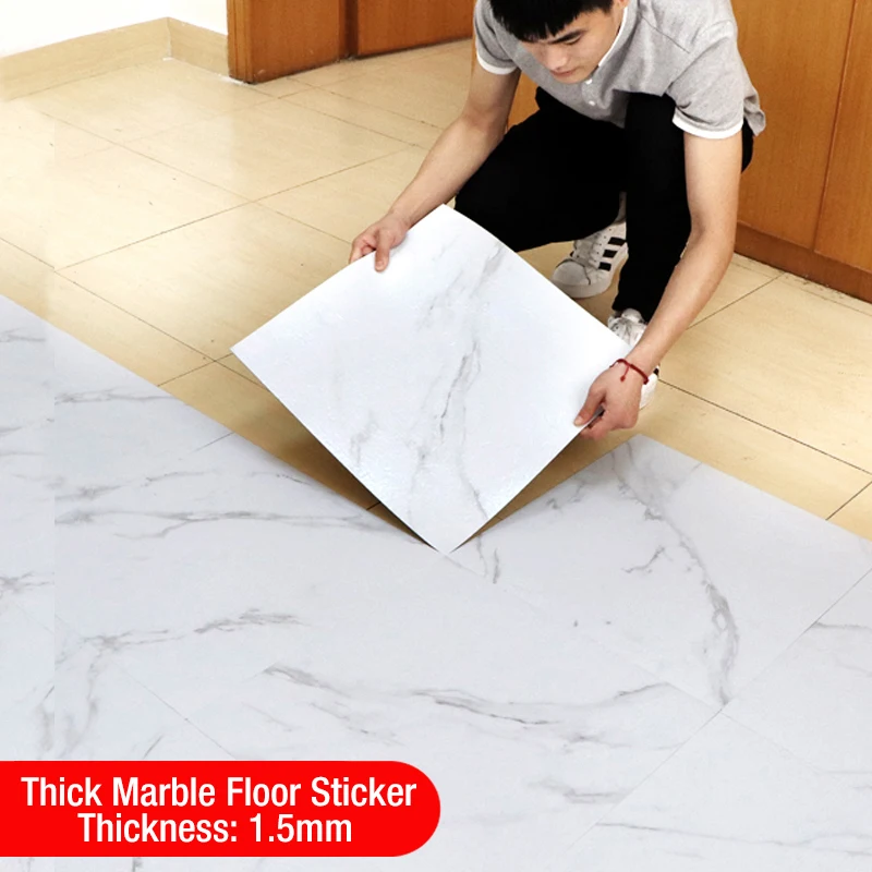 Simulated Thick Marble Tile Floor Sticker Pvc Waterproof Self-adhesive  Living Room Toilet Kitchen Home Floor Decor Wall Sticker - Wall Stickers -  AliExpress