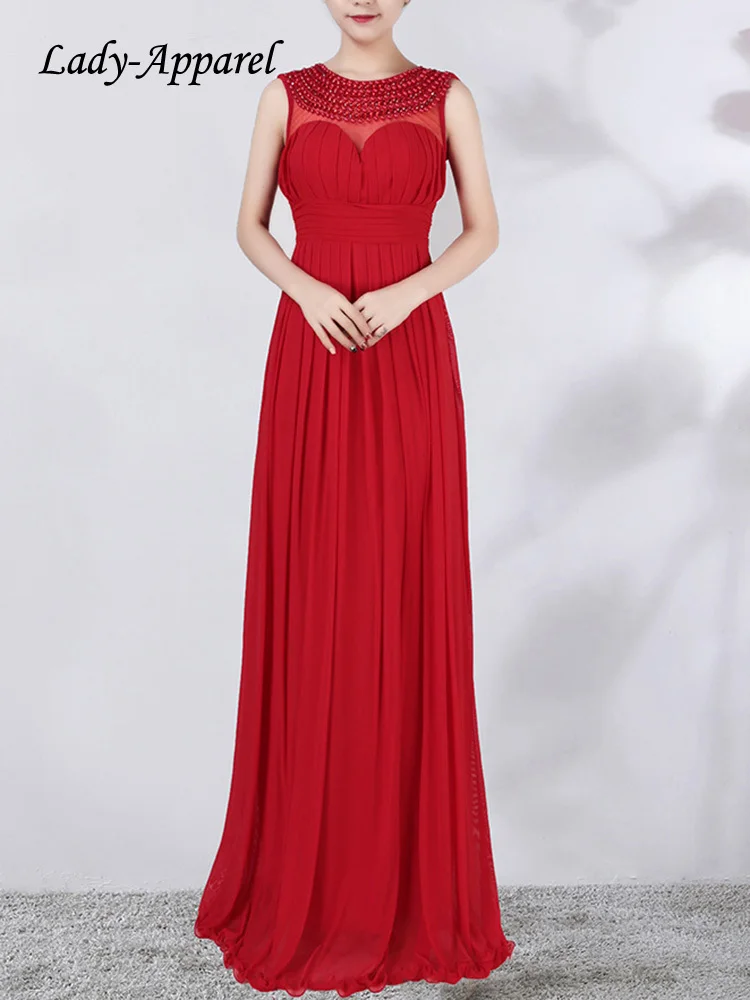 

Lady-Apparel Fashion Sexy Strapless Slim Long Pleated Skirt Elegant Sheer Gauze Sleeveless Dress Banquet Host Evening Gown