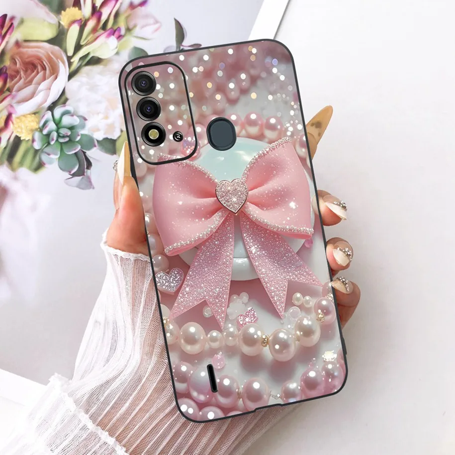 Elegant Flower & Butterfly Soft Black Silicone Phone Case