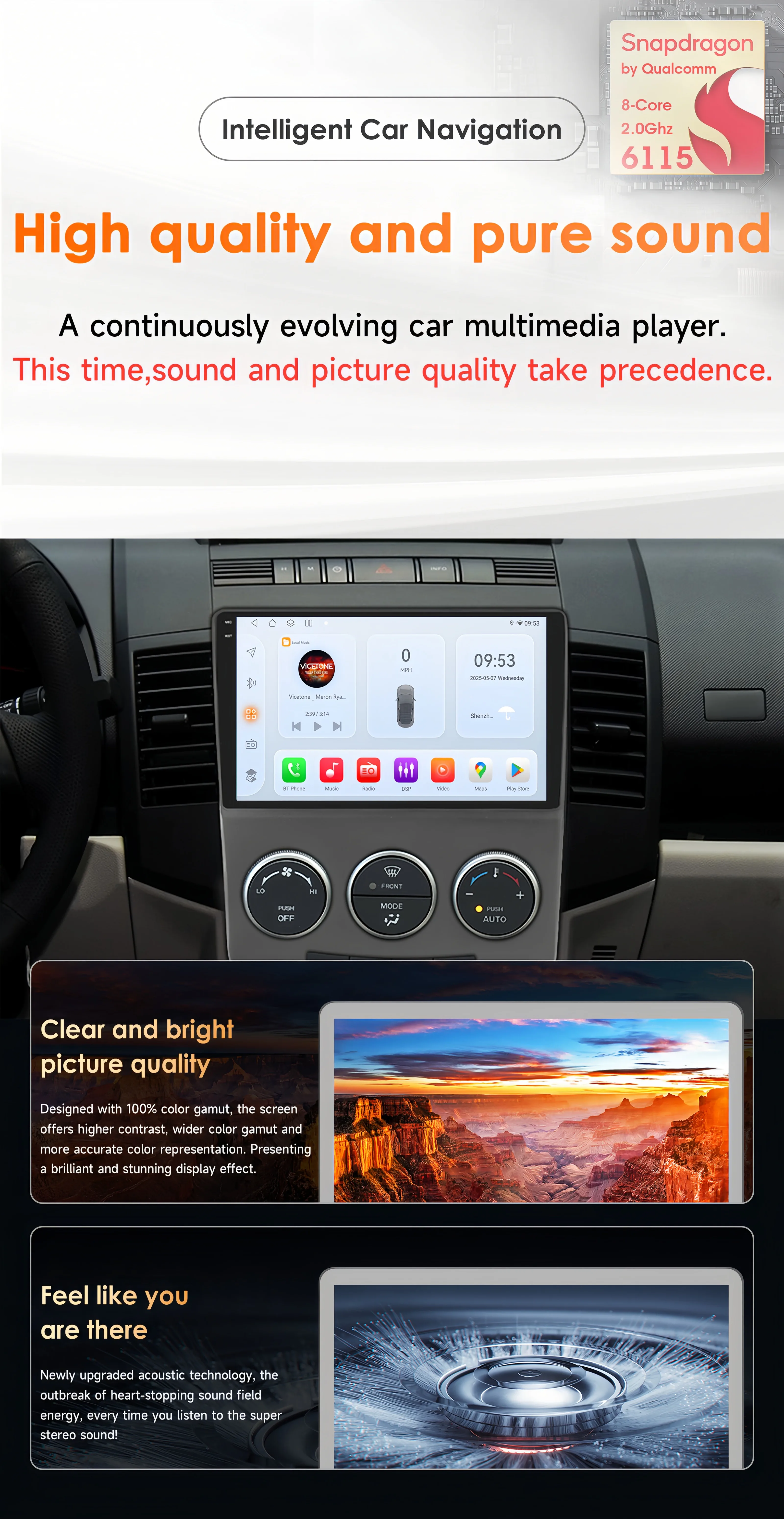 Hizpo 8G 128G Android 14 Intelligentes Autoradio für Mazda 5 2005–2010 CarPlay GPS DSP 4G BT5.4 360Cam von Qualcomm Snapdragon6115 – Detail 2