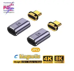 Enhanced USB - C Magnetic Adapter with 40Gbps Data Transfer and 100W Fast Charging Capability (Purple)