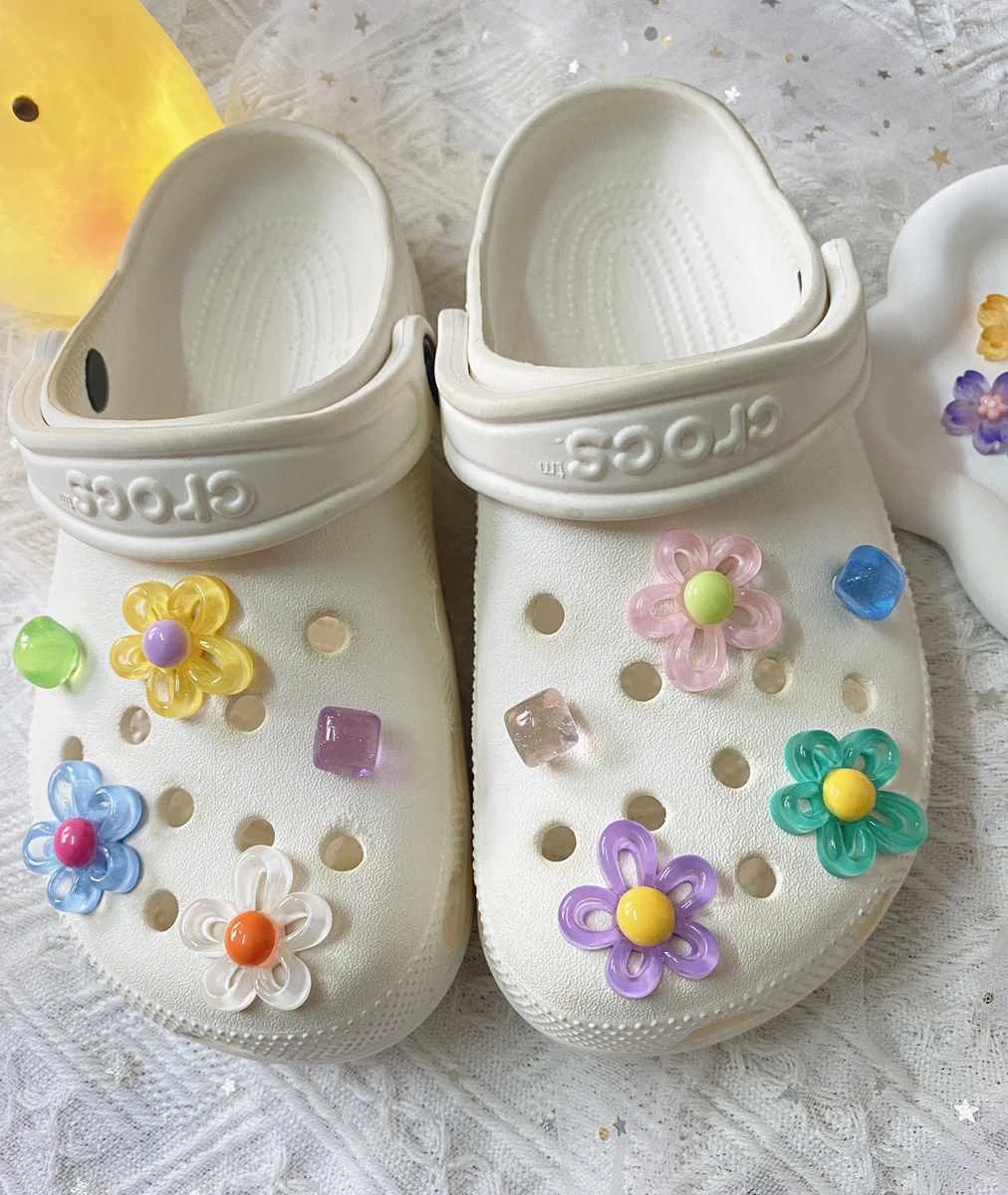 

Colorful Flowers Set Croc Charms Pack Beautiful Decoration Popular Accessories Lovely Adornment for Clogs Sandals Trendy Gift