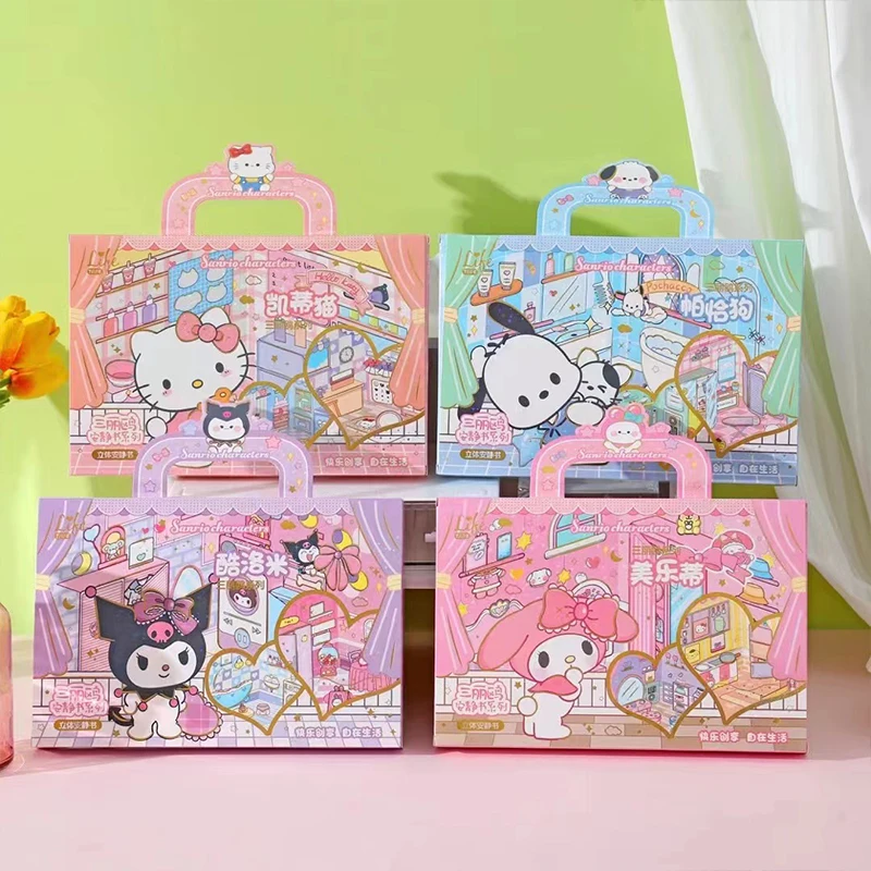 

1Pcs Hello Kitty Kuromi Sanrio Kawaii Anime Quiet Book Cute Cartoon My Melody Diy Children Handmade Book Toys for Kids