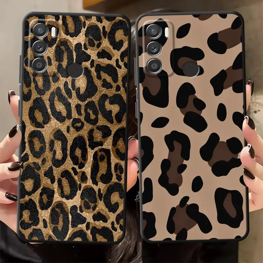 Leopard Print Black Soft Phone Cover Case