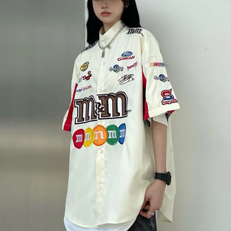 

Baseball Shirt Harajuku Hip Hop Short Sleeve Shirts Casual Fashion Uniform Shirt Vintage Streetwear Fashion Sport Shirt