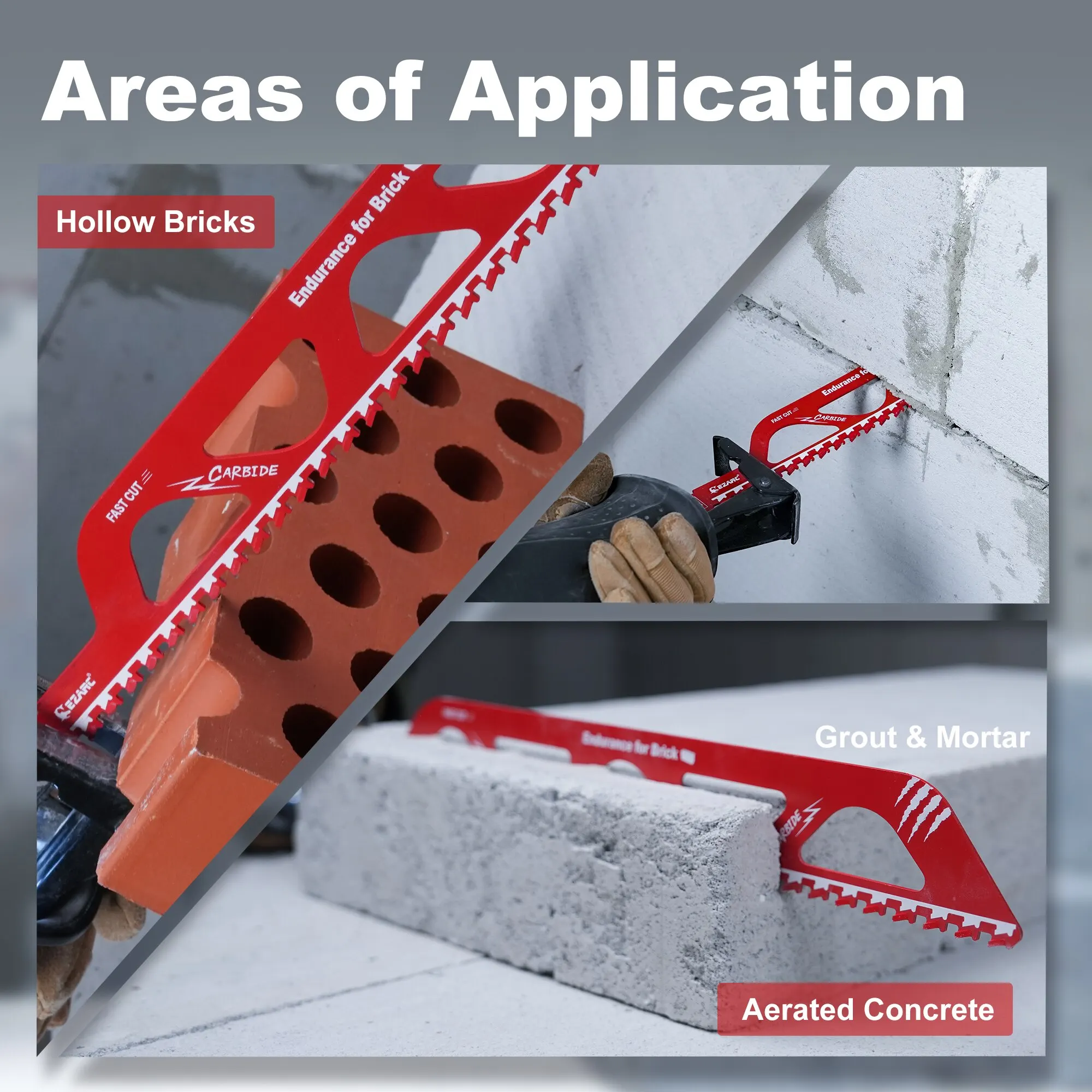 EZARC Demolition Masonry Reciprocating Saw Blade, Carbide Sawzall Blades for Cutting Aerated Concrete, Concrete Block, Brick 1PC images - 6