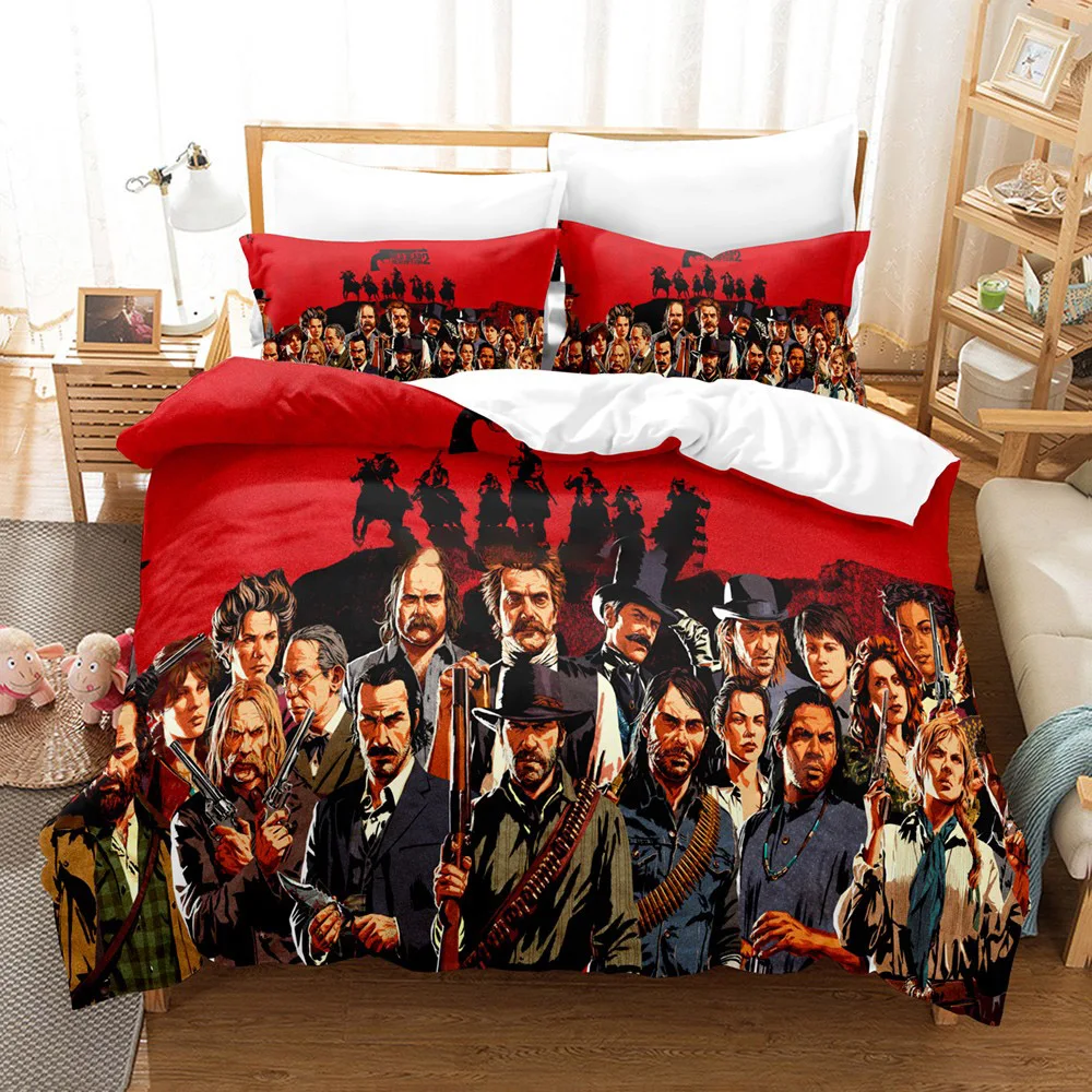 

Game Bedding Set Red Dead Redemption 3d Print Bed Linen Quilt Duvet Cover Set Home Textile Queen King Size Kids Room Decor