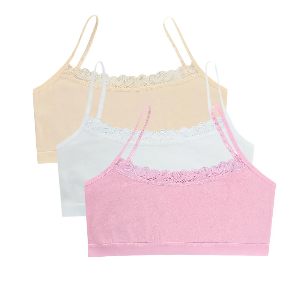 Training Bra 3pcs/lot Summer Teen Kids Lace Vests Breast Care