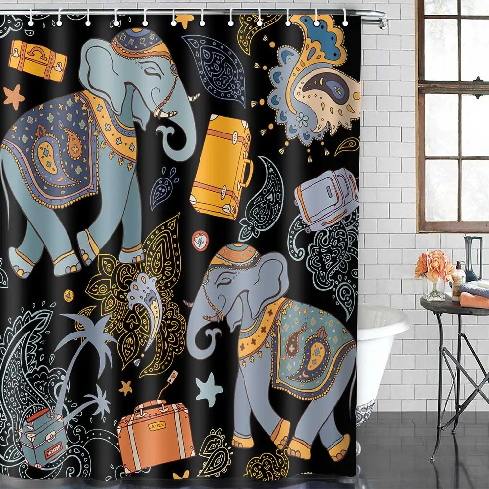 Bohemian Mandala Shower Curtains Color elephant Waterproof Shower Curtain Bathroom curtain Bath Screens rideau de douche