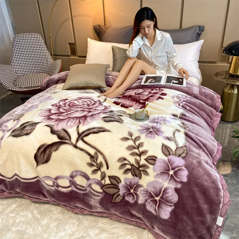 الشتاء طبقات مزدوجة سميكة راشيل بطانية لينة الدافئ...