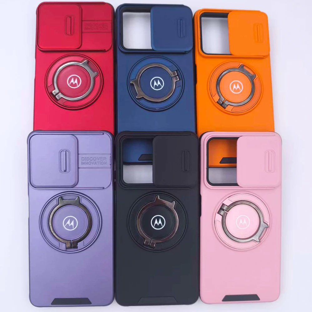 360 Degree Rotating Metal Ring Stand Case with Slide Camera Lens Protection and Shockproof Design
