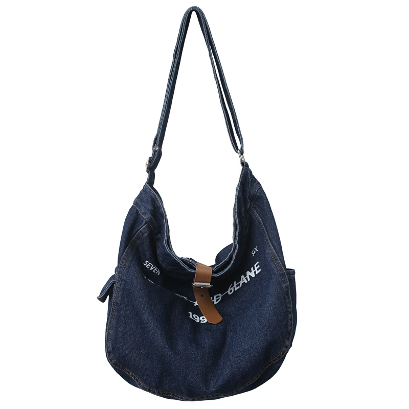 2022 New Denim Shoulder Bags For Women Casual Female Handbags Jeans Shoppers Eco Bag Large Capacity Travel Canvas Crossbody Bags 