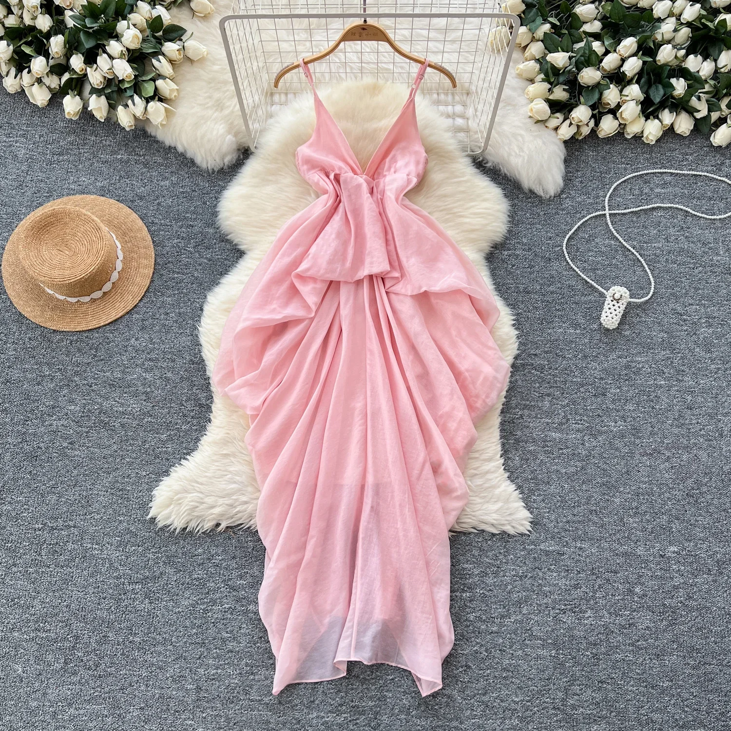 Josephine | Chic V-Neck Boho Dress with Flattering Waist Tie