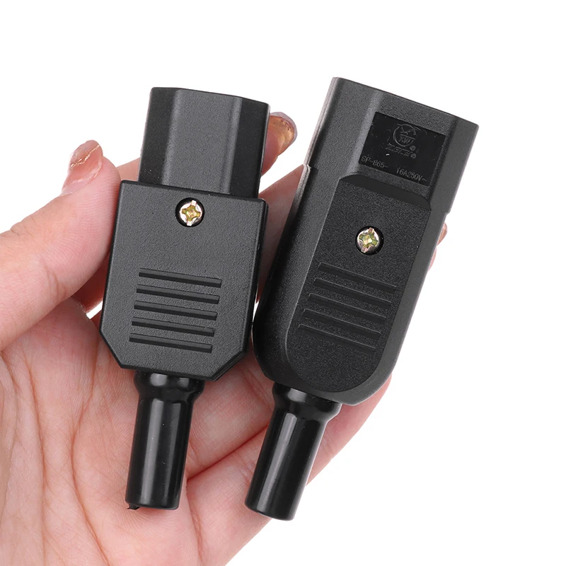 Power Cable 16A 250V IEC Straight Cable Plug Connector C13 C14 Female Male Plug Rewirable 3 Pin AC Socket Industrial