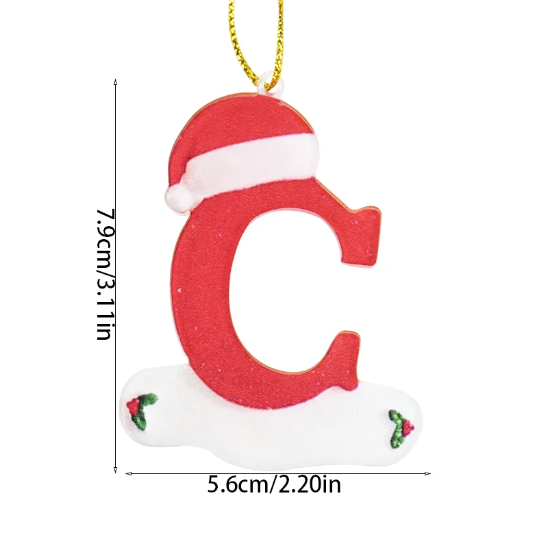 thumbnail image 1 of Colgante de letras para decoración de árbol de Navidad, 26 letras de la A a la Z, para el hogar, vacaciones, adornos de madera, Navidad, Año Nuevo 2025, 1 of 5