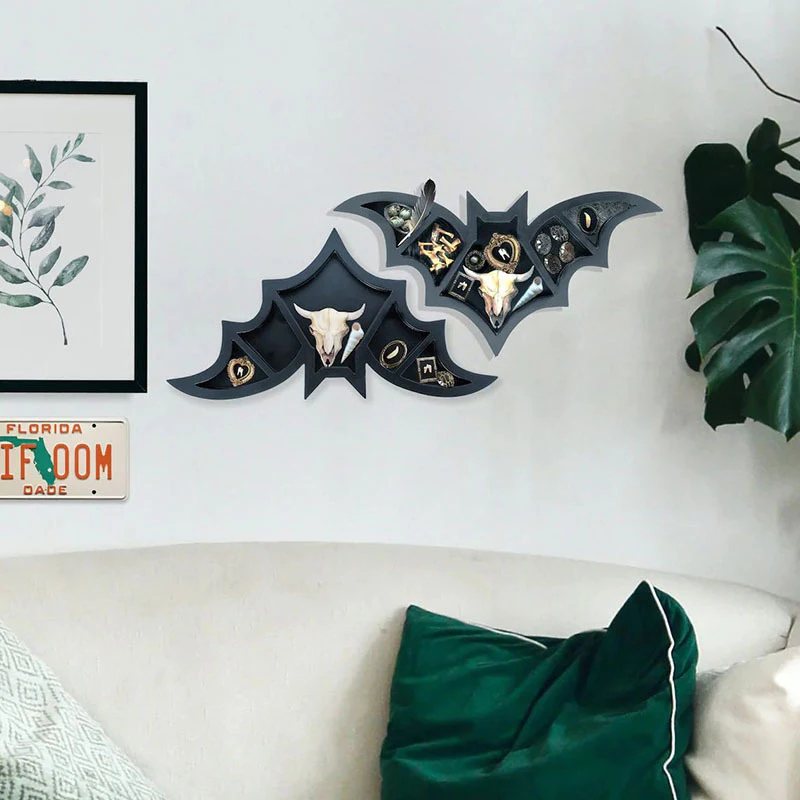 

Bat Shelf Bat Crystal Shelf Coffin Shelf Black Vampire Bat Shelf-Crystal Holder for Spooky Horror Gothic Witchy Room Decor