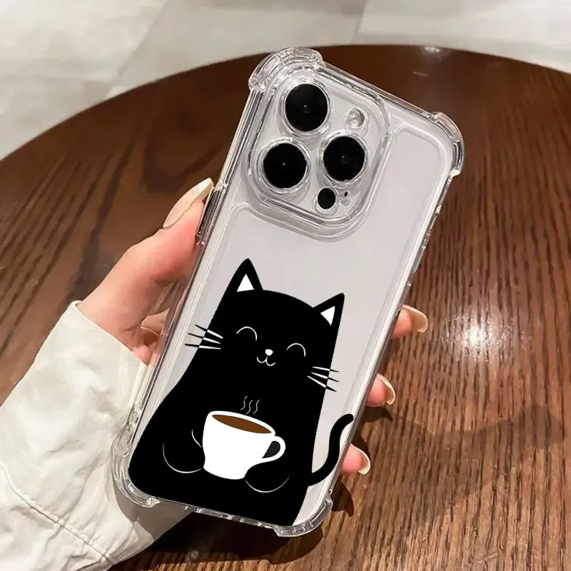Adorable Black Cat Soft Clear Phone Case Cover