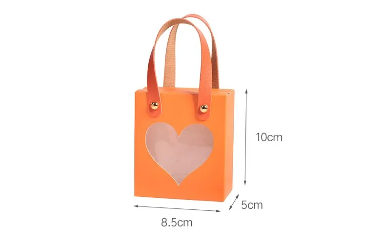 10Pcs Wedding Candy Gift Bags Transparent Window Packaging Boxes Pink Romantic Flower  Portable Birthday Party Supplies