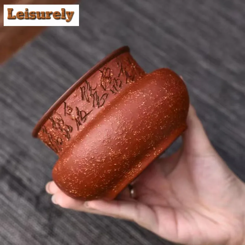 430ml Boutique Yixing Purple Clay Tea Washing Basin Handmade Raw Ore Coarse Sand Clay Tea Residue Barrel Jianshui Ceremony