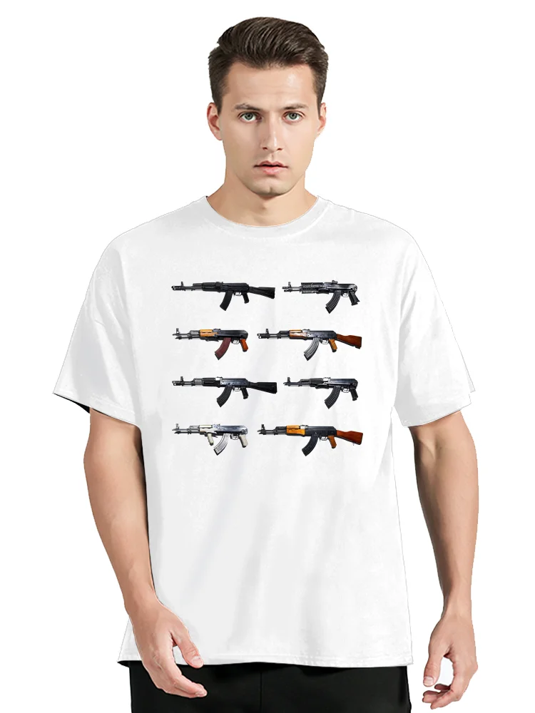 Mode russische Vintage Pistole ak47 Kalaschnikow gedruckt T-Shirt Männer Kleidung übergroße T-Shirt Rundhals ausschnitt lässig Baumwolle T-Shirt Tops – Detail 7