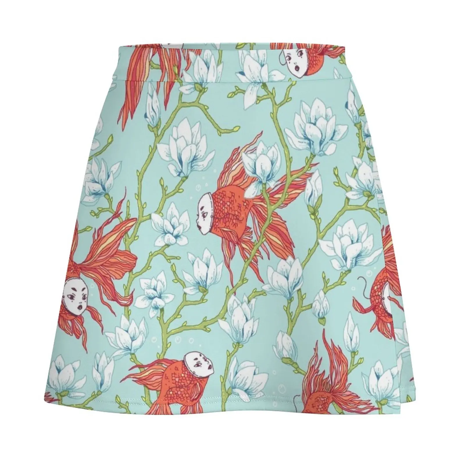 Goldfish, Mask and Magnolia Pattern Mini Skirt womens clothing Miniskirt woman summer dresses for women 2024 Skirt for girls