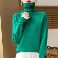 Women's Clothing New Fashion Autumn And Winter Merino Wool Pullover Solid Color Long Sleeve Basic Thermal Top 100% Wool Sweater - Image 2