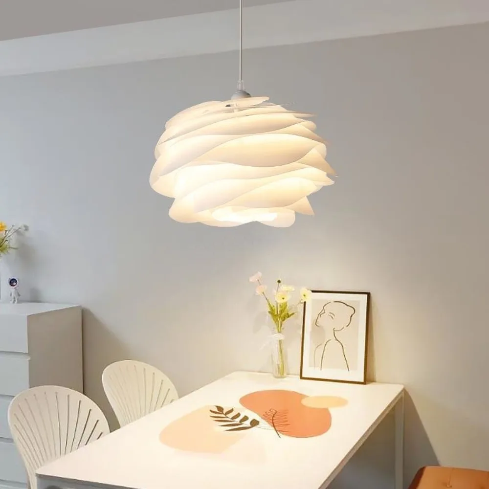 

Danish Designer White Rose Pendant Lamp for Kitchen Island Bedroom Romantic Restaurant Acrylic Petal Chandelier Decor Lighting