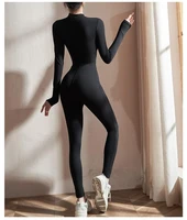 Womens Yoga Jumpsuits Long Sleeve Thin Slim Fit Stretch One Piece Playsuits Romper Sexy Fitness Female Basic Zipper Sportwears - Image 2