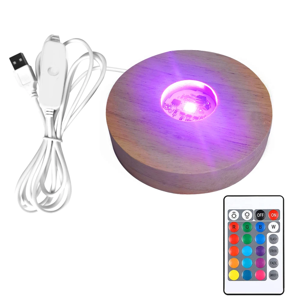 Wood Light Base Rechargeable Remote Control Wooden LED Light Rotating Display Stand Lamp Holder Lamp Base Art Ornament led lights decorative lights rotating display stand lamp base led lamp base