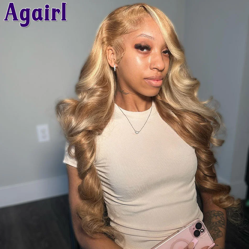 

Highlight 613 Blonde With Brown 13X6 13X4 Lace Frontal Wig Human Hair Pre Plucked 200% Body Wave Lace Front Wigs for Black Women