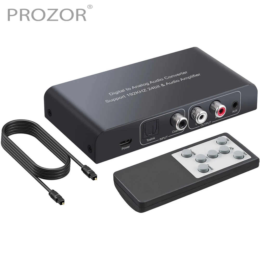  PROZOR 192KHz Digital to Analog Audio Converter DAC Digital  SPDIF Optical to Analog L/R RCA Converter Toslink Optical to 3.5mm Jack  Adapter for PS3 HD DVD PS4 Amp Apple TV Home