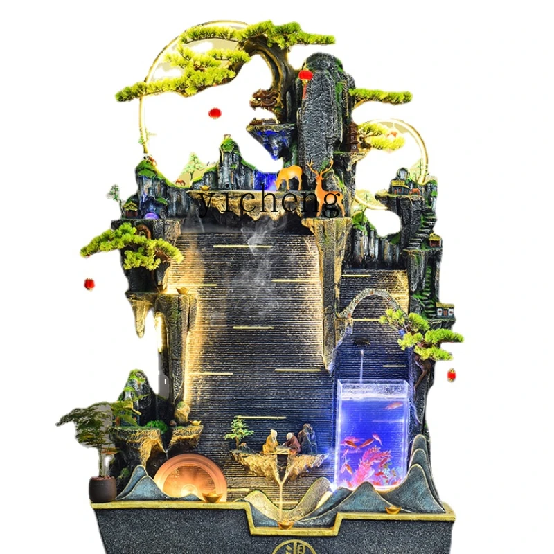 

Zk Large Water Curtain Wall Fish Tank Water Screen Artificial Mountain and Fountain Decoration Circulation Landscape