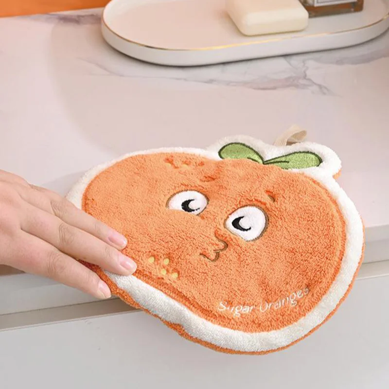 Cute Hand Towel Cartoon Wipe Handkerchief Rag  Vegetable Shape  Towels for Kitchen Bathroom KidsHanging Towel Soft Dish cloth 4