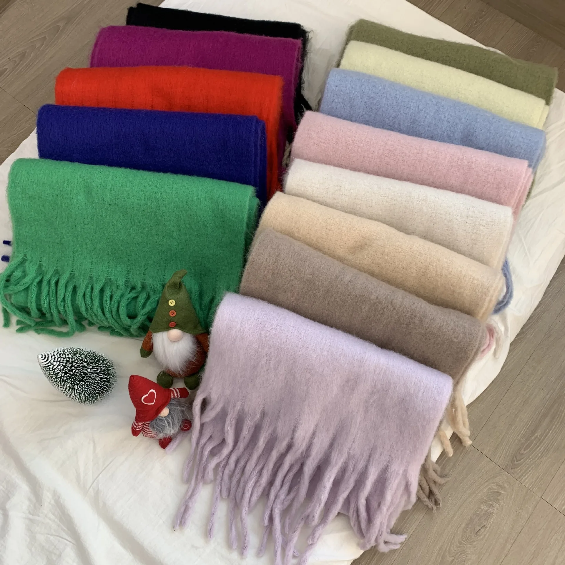 Fashion Women Thick Shawl Wraps Scarf Winter Warm Solid Color Pashmina Blanket Long Tassel Hijab Stoles Bufanda Mujer 6