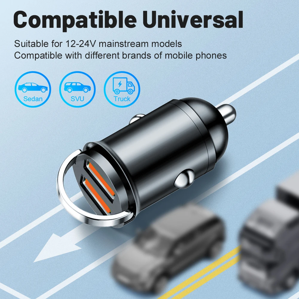 Mini PD QC Pull Ring Fast Charging Car Charger USB C Car Phone Charger Adapter For iPhone 13 12 Xiaomi Samsung Huawei